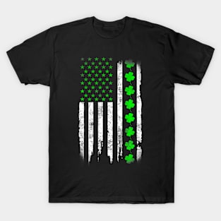 Irish US American Flag With  For St Patricks Day T-Shirt